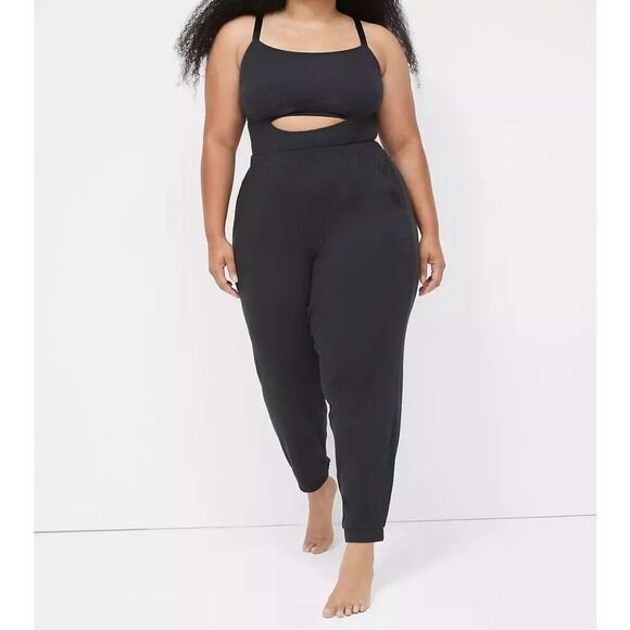 Lane Bryant CACIQUE Rib Keyhole High Leg Thong Bodysuit BLACK Plus Size 26/28 - Picture 3 of 9